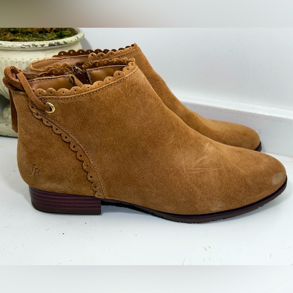 Jack Rogers Waterproof Boots Preppy Tan Suede Leather Charlotte Size 7.5